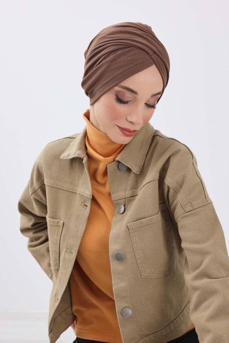 Soft and Stretchable Ribbed Turban Bonnet for Women, One-Size Winter Headwrap for Cold Weathers, Comfortable Polyviscose Ribbed Turban,B-9RB