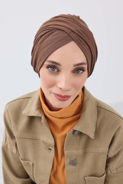 Soft and Stretchable Ribbed Turban Bonnet for Women, One-Size Winter Headwrap for Cold Weathers, Comfortable Polyviscose Ribbed Turban,B-9RB