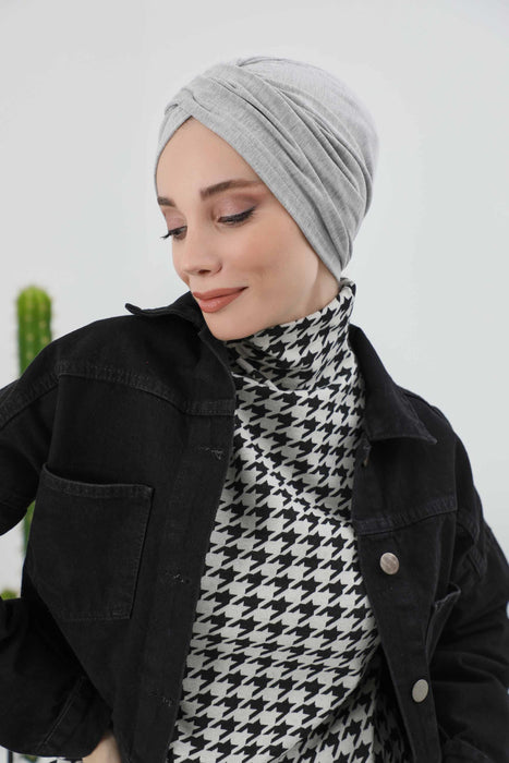 Soft and Stretchable Ribbed Turban Bonnet for Women, One-Size Winter Headwrap for Cold Weathers, Comfortable Polyviscose Ribbed Turban,B-9RB