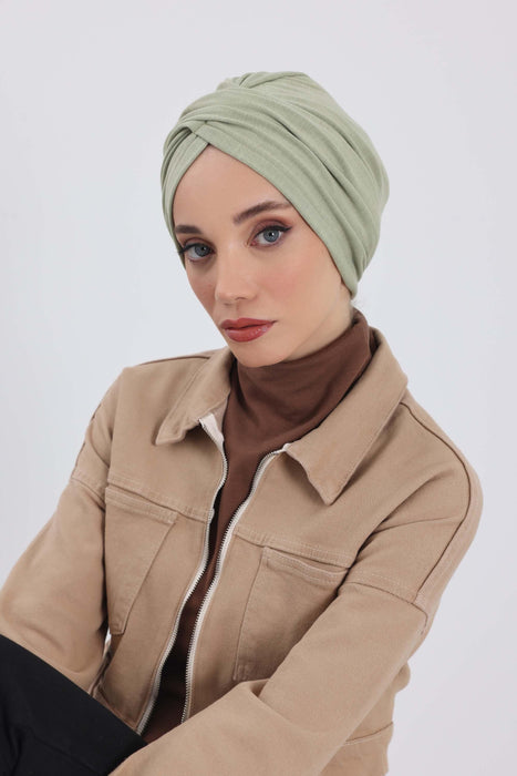 Soft and Stretchable Ribbed Turban Bonnet for Women, One-Size Winter Headwrap for Cold Weathers, Comfortable Polyviscose Ribbed Turban,B-9RB