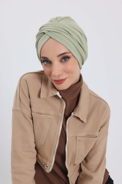 Soft and Stretchable Ribbed Turban Bonnet for Women, One-Size Winter Headwrap for Cold Weathers, Comfortable Polyviscose Ribbed Turban,B-9RB