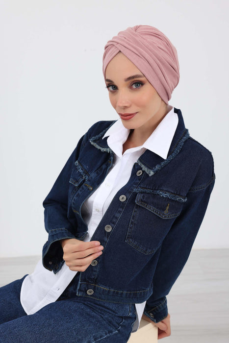 Soft and Stretchable Ribbed Turban Bonnet for Women, One-Size Winter Headwrap for Cold Weathers, Comfortable Polyviscose Ribbed Turban,B-9RB