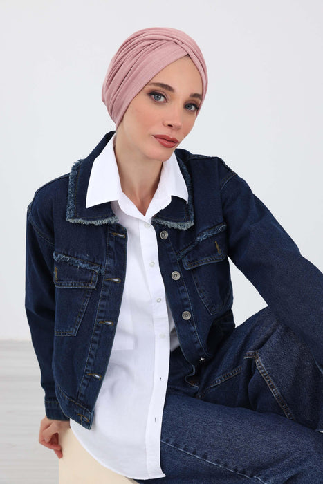 Soft and Stretchable Ribbed Turban Bonnet for Women, One-Size Winter Headwrap for Cold Weathers, Comfortable Polyviscose Ribbed Turban,B-9RB