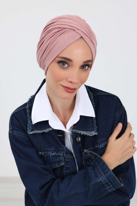 Soft and Stretchable Ribbed Turban Bonnet for Women, One-Size Winter Headwrap for Cold Weathers, Comfortable Polyviscose Ribbed Turban,B-9RB