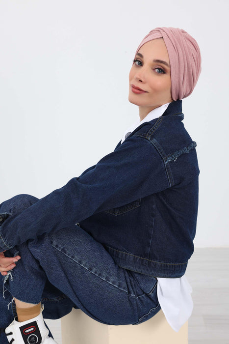 Soft and Stretchable Ribbed Turban Bonnet for Women, One-Size Winter Headwrap for Cold Weathers, Comfortable Polyviscose Ribbed Turban,B-9RB