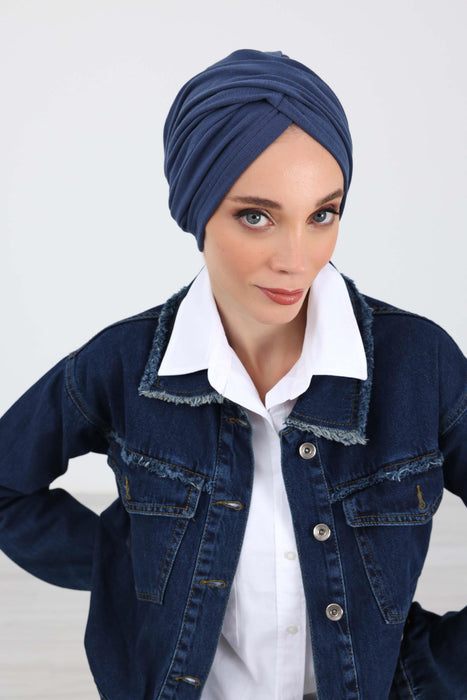 Soft and Stretchable Ribbed Turban Bonnet for Women, One-Size Winter Headwrap for Cold Weathers, Comfortable Polyviscose Ribbed Turban,B-9RB