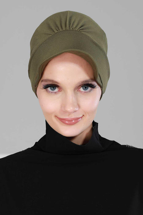 Soft Cotton Newsboy Visor Cap for Women, Stylish Lightweight Plain Turban Visor Cap for Daily Use, Fashionable Turban Chemo Headwrap,B-30 Army Green