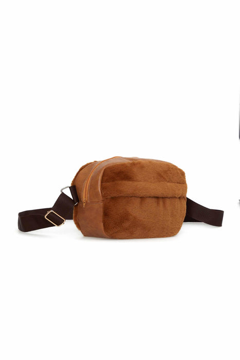 Soft Handmade Plush Shoulder Bag, Cute and Fancy Women Plush Shoulder Bag, Handy Shoulder Bag made from High Quality Plush Fabric,CK-51 Light Brown - Brown