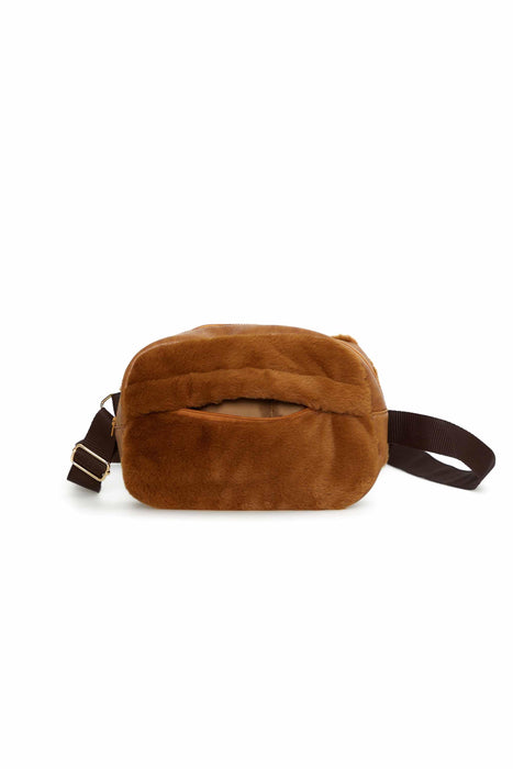 Soft Handmade Plush Shoulder Bag, Cute and Fancy Women Plush Shoulder Bag, Handy Shoulder Bag made from High Quality Plush Fabric,CK-51 Light Brown - Brown