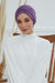 Soft Pre-Tied Shirred Turban for Women, Cotton Instant Turban Headwrap, Hair Loss & Chemo Friendly Bonnet Cap with Chic Shirred Design,B-20 Purple 2