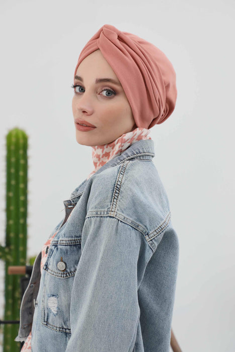 Stretchable Ribbed Winter Turban Bonnet for Women, Soft Polyviscose Headwrap, Cozy and Stylish Stretchable Headwrap for Cold Weather,B-4RB