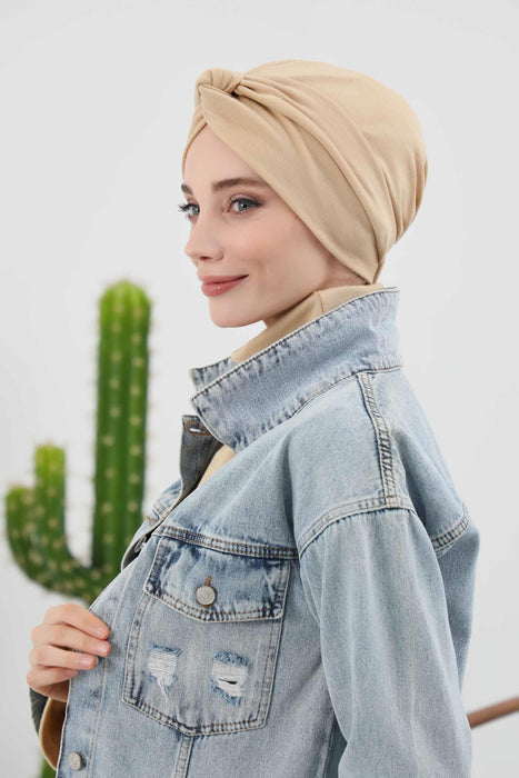 Stretchable Ribbed Winter Turban Bonnet for Women, Soft Polyviscose Headwrap, Cozy and Stylish Stretchable Headwrap for Cold Weather,B-4RB