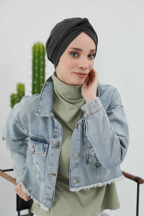 Stretchable Ribbed Winter Turban Bonnet for Women, Soft Polyviscose Headwrap, Cozy and Stylish Stretchable Headwrap for Cold Weather,B-4RB