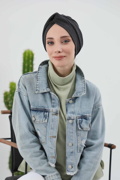 Stretchable Ribbed Winter Turban Bonnet for Women, Soft Polyviscose Headwrap, Cozy and Stylish Stretchable Headwrap for Cold Weather,B-4RB