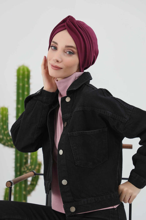 Stretchable Ribbed Winter Turban Bonnet for Women, Soft Polyviscose Headwrap, Cozy and Stylish Stretchable Headwrap for Cold Weather,B-4RB