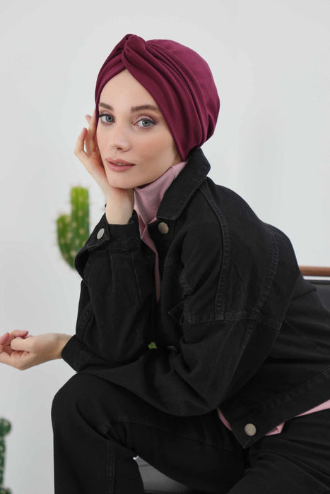 Stretchable Ribbed Winter Turban Bonnet for Women, Soft Polyviscose Headwrap, Cozy and Stylish Stretchable Headwrap for Cold Weather,B-4RB