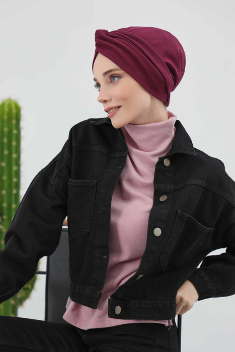 Stretchable Ribbed Winter Turban Bonnet for Women, Soft Polyviscose Headwrap, Cozy and Stylish Stretchable Headwrap for Cold Weather,B-4RB