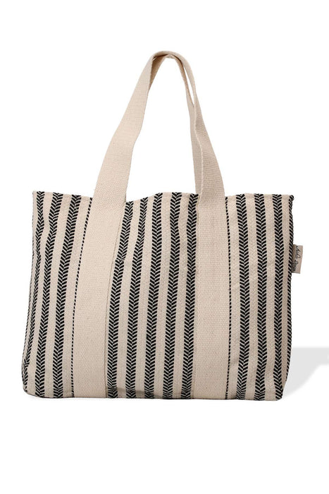 Striped Cotton Hand Shoulder Tote Bag with Inner Pocket Casual Large Capacity Cotton Daily Travel Shopping Bag,CK-17