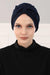 Stylish Bowtie Instant Turban Hijab Bonnet Cap for Women, Easy to Wear Jersey Headwrap with Chic Knot Detail, Modern Modest Fashion,B-7 Navy Blue