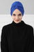 Stylish Bowtie Instant Turban Hijab Bonnet Cap for Women, Easy to Wear Jersey Headwrap with Chic Knot Detail, Modern Modest Fashion,B-7 Sax Blue