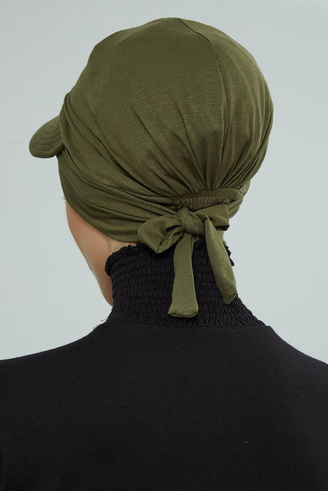 Stylish Visor Cap Instant Turban Hijab for Women, Trendy Visor Cap for Hair Loss Patients, Chemo Visor Cap, Visor Full Head Covering,B-66 Army Green