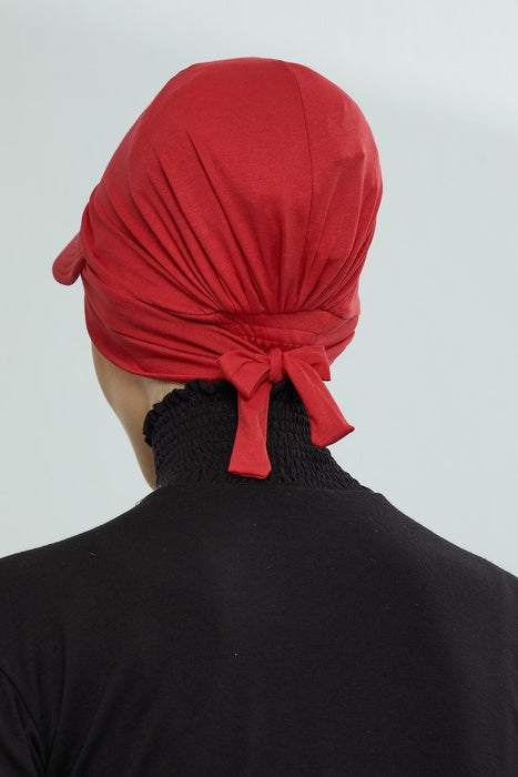Stylish Visor Cap Instant Turban Hijab for Women, Trendy Visor Cap for Hair Loss Patients, Chemo Visor Cap, Visor Full Head Covering,B-66 Red
