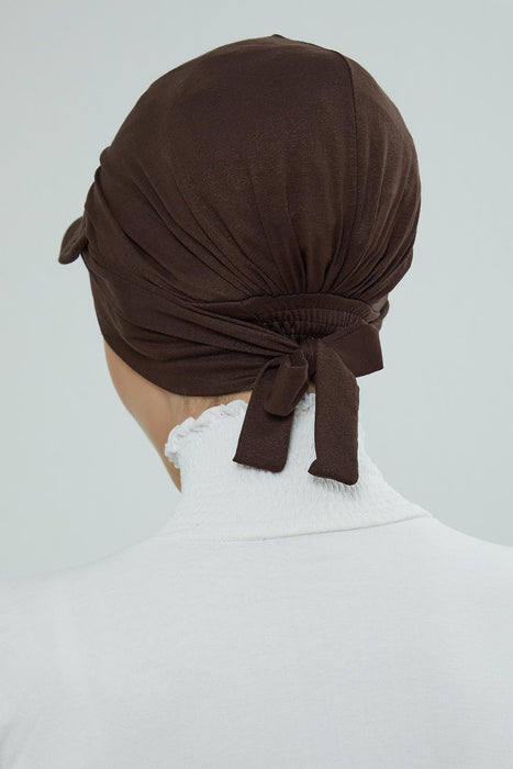 Stylish Visor Cap Instant Turban Hijab for Women, Trendy Visor Cap for Hair Loss Patients, Chemo Visor Cap, Visor Full Head Covering,B-66 Brown