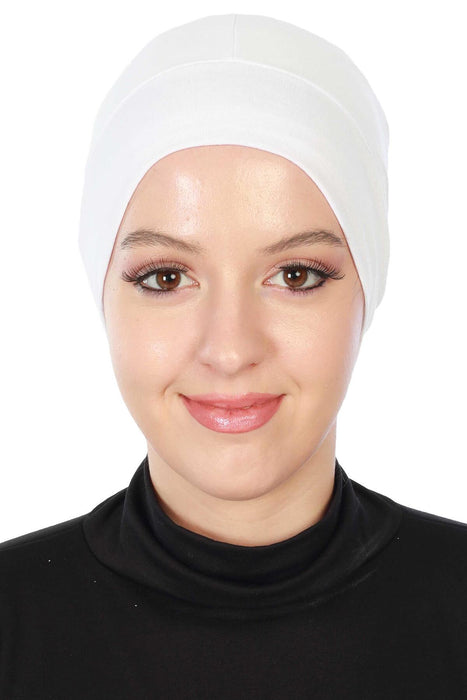 Super Tight Cotton Inner Bonnet Cap, High Quality Easy Wrap Instant Underneath Bonnet for Women, Flexible 95% Cotton Chemo Headwear Cap,B-37