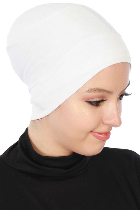 Super Tight Cotton Inner Bonnet Cap, High Quality Easy Wrap Instant Underneath Bonnet for Women, Flexible 95% Cotton Chemo Headwear Cap,B-37