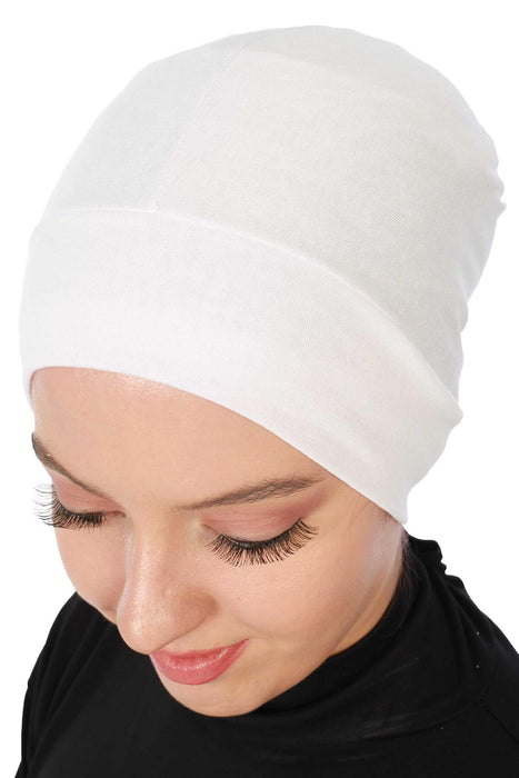 Super Tight Cotton Inner Bonnet Cap, High Quality Easy Wrap Instant Underneath Bonnet for Women, Flexible 95% Cotton Chemo Headwear Cap,B-37