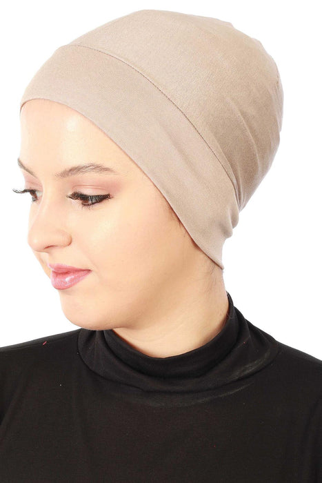 Super Tight Cotton Inner Bonnet Cap, High Quality Easy Wrap Instant Underneath Bonnet for Women, Flexible 95% Cotton Chemo Headwear Cap,B-37