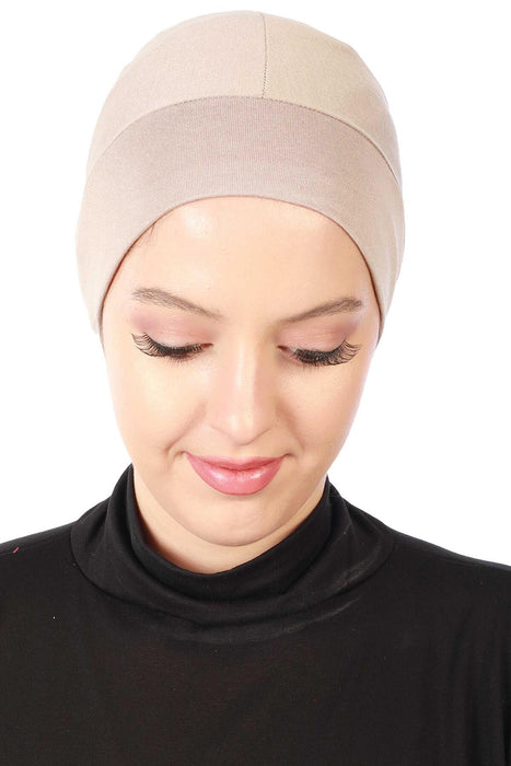 Super Tight Cotton Inner Bonnet Cap, High Quality Easy Wrap Instant Underneath Bonnet for Women, Flexible 95% Cotton Chemo Headwear Cap,B-37