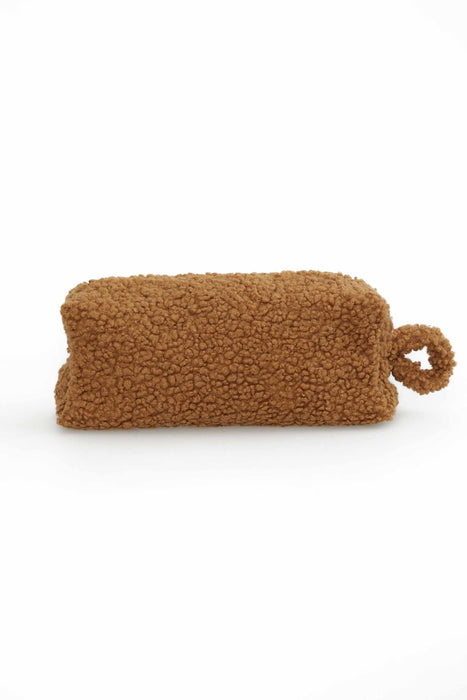 Teddy Fabric Handbag Toilet Bag Vanity Case Soft Daily Bag for Women,CM-2B Light Brown