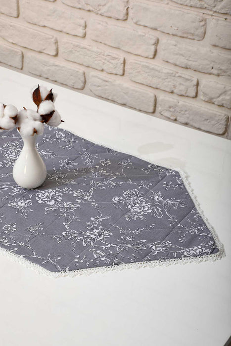 Trimmed Cotton Table Runner with Lace Embroidery 12 x 36 inches Machine Washable Table Cloth for Home Kitchen Decorations Parties,,R-33K