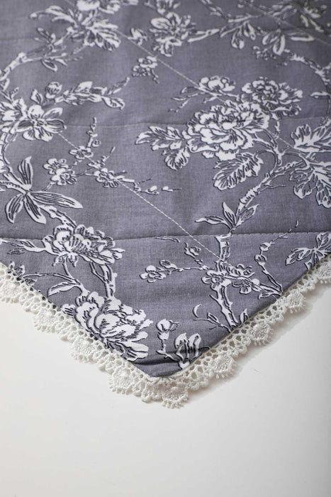 Trimmed Cotton Table Runner with Lace Embroidery 12 x 36 inches Machine Washable Table Cloth for Home Kitchen Decorations Parties,,R-33K