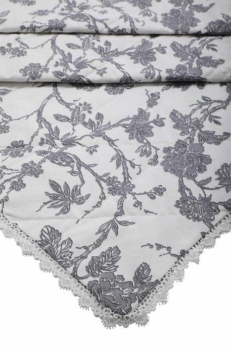 Trimmed Cotton Table Runner with Lace Embroidery 12 x 36 inches Machine Washable Table Cloth for Home Kitchen Decorations Parties,,R-33K