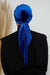 Velvet Easy Wrap Instant Turban for Women, Pre-Tied Turban with Long Tail at the Back Side, Super Soft High Quality Chemo Headwear,B-49K Sax Blue