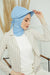 Visored Ninja Bonnet Cap for Women, Elegant Looking Visor Cap for Women, Lightweight Plain Cotton Turban with Inner Ninja Bonnet Cap,B-75 Blue