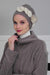 Soft Fleece Instant Turban with a Beautiful Side Decoration, Windproof Fleece Turban for Women, Winter Fashion Pre-tied Turban Hijab,B-60 Grey