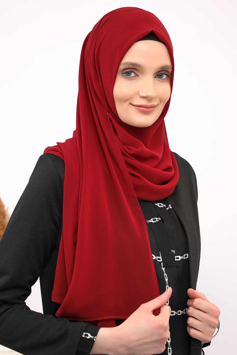 Women Instant Chiffon Shawl Modesty Turban Hijab Head Wrap Ready to Wear Women Headscarf made from Chiffon Fabric with Color Options,PS-11