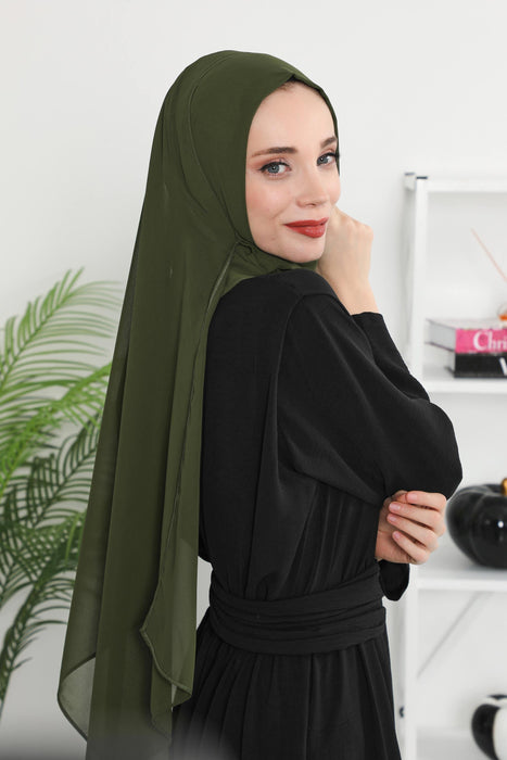 Women Instant Chiffon Shawl Modesty Turban Hijab Head Wrap Ready to Wear Women Headscarf made from Chiffon Fabric with Color Options,PS-11