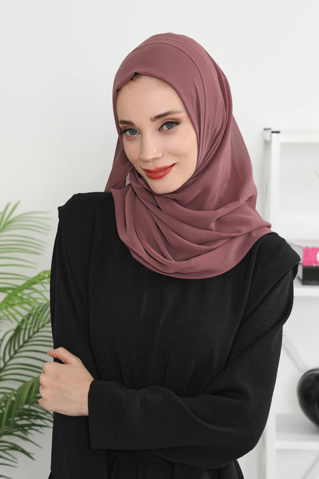 Women Instant Chiffon Shawl Modesty Turban Hijab Head Wrap Ready to Wear Women Headscarf made from Chiffon Fabric with Color Options,PS-11