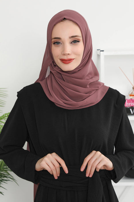 Women Instant Chiffon Shawl Modesty Turban Hijab Head Wrap Ready to Wear Women Headscarf made from Chiffon Fabric with Color Options,PS-11