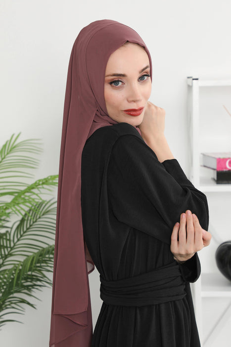 Women Instant Chiffon Shawl Modesty Turban Hijab Head Wrap Ready to Wear Women Headscarf made from Chiffon Fabric with Color Options,PS-11