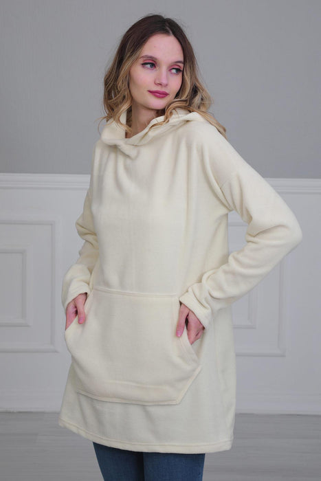 Ultra-Soft Fleece Hoodie Sweatshirt with Front Pockets, Casual Long Sleeve Hoodie for Women, Women Hoodie Pullover Outwear Coat,SW-1PL Ivory