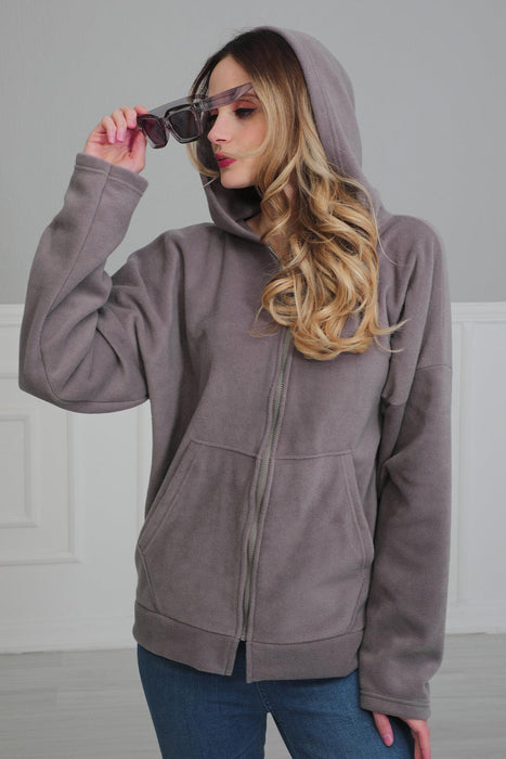 Cozy Hooded Sweatshirt with Pockets, Soft Fleece Hoodie with Spacious Front Pockets, Warm and Comfortable Soft Women Sweatshirt,SW-3 Grey