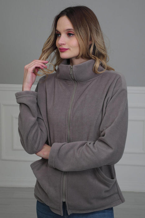 Women Sweatshirt Casual Fleece Sweater Long Sleeve Hoodies with Front Pockets Hoodie Pullover Outwear Coat for Women Zipper Pocket,SW-4 Grey